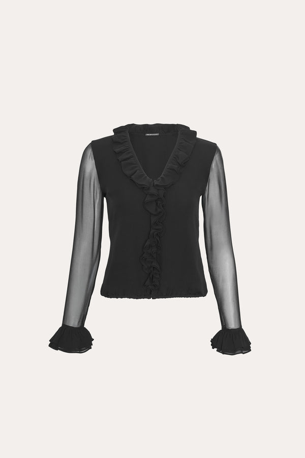 Ruffle Silk Shirt