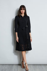 Pleated Laser Cut Dress