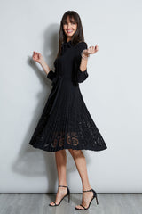 Pleated Laser Cut Dress