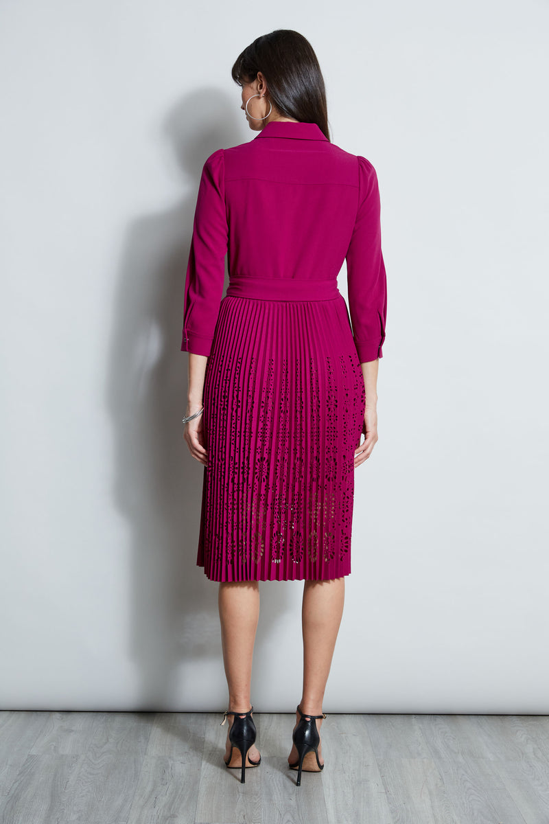 Pleated Laser Cut Dress