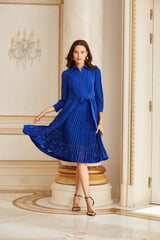 Pleated Laser Cut Dress