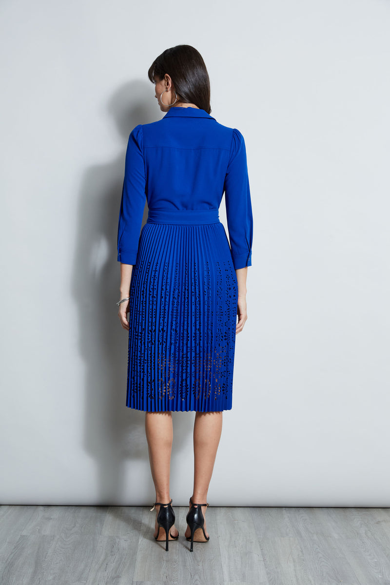 Pleated Laser Cut Dress