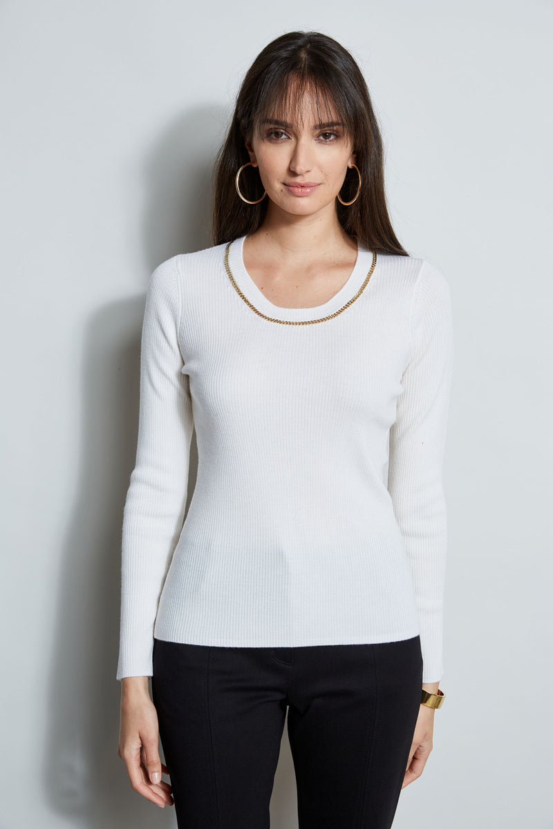 Merino Rib Chain Detail Sweater