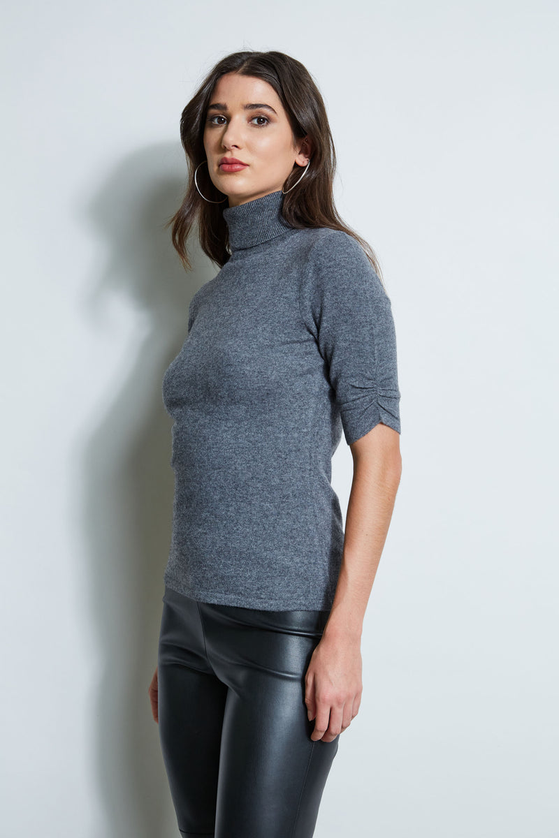 Elie Tahari Short Sleeve Cashmere Turtleneck Sweater