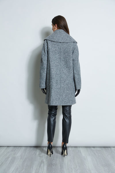 Herringbone Brushed Double Breasted Coat Image 4