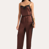 CECILIA SILK LACE JUMPSUIT in BITTER CHOCOLATE