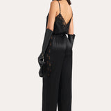 CECILIA SILK LACE JUMPSUIT in Black Onyx