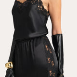 CECILIA SILK LACE JUMPSUIT in Black Onyx