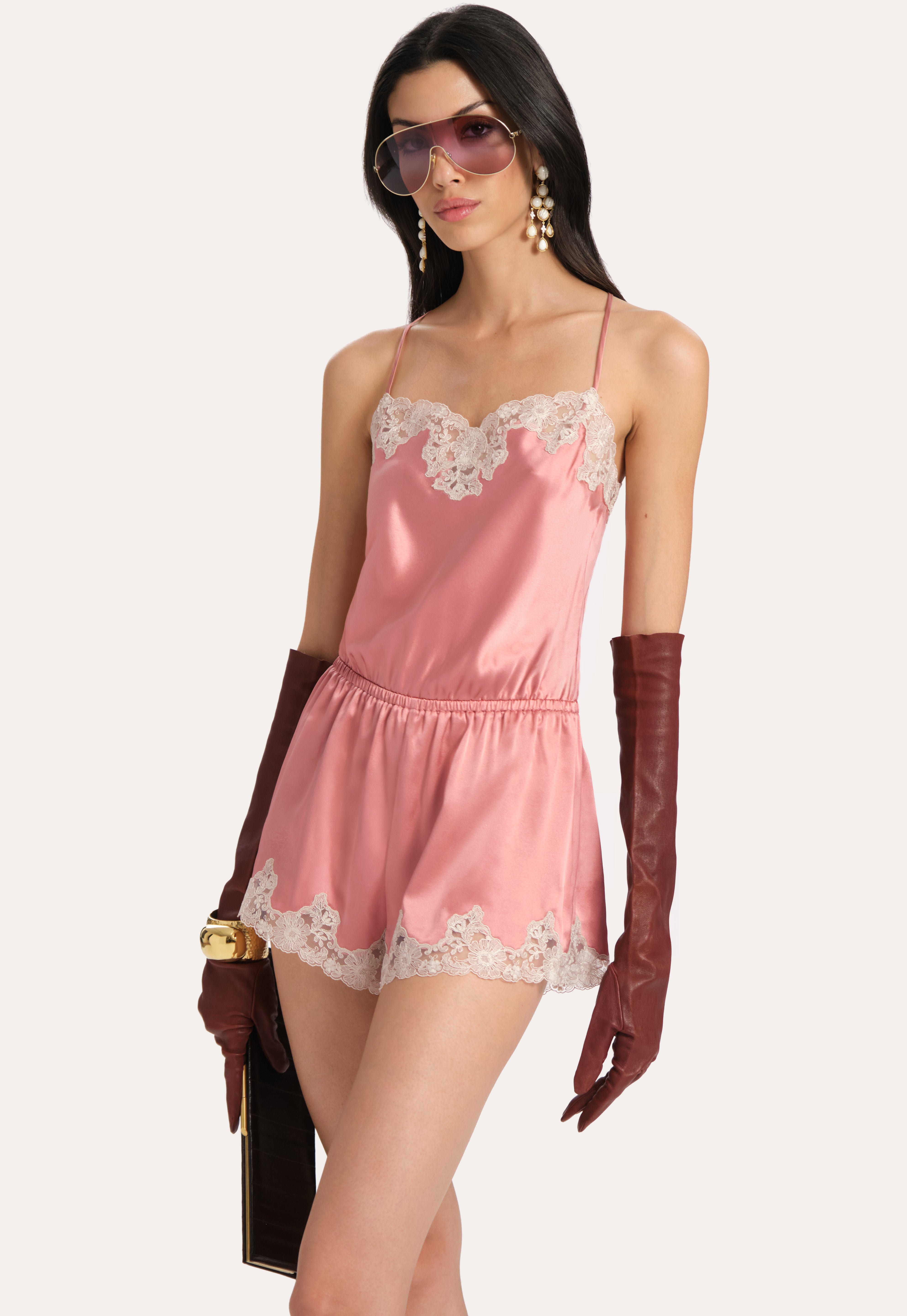 Carly Silk Lace Romper