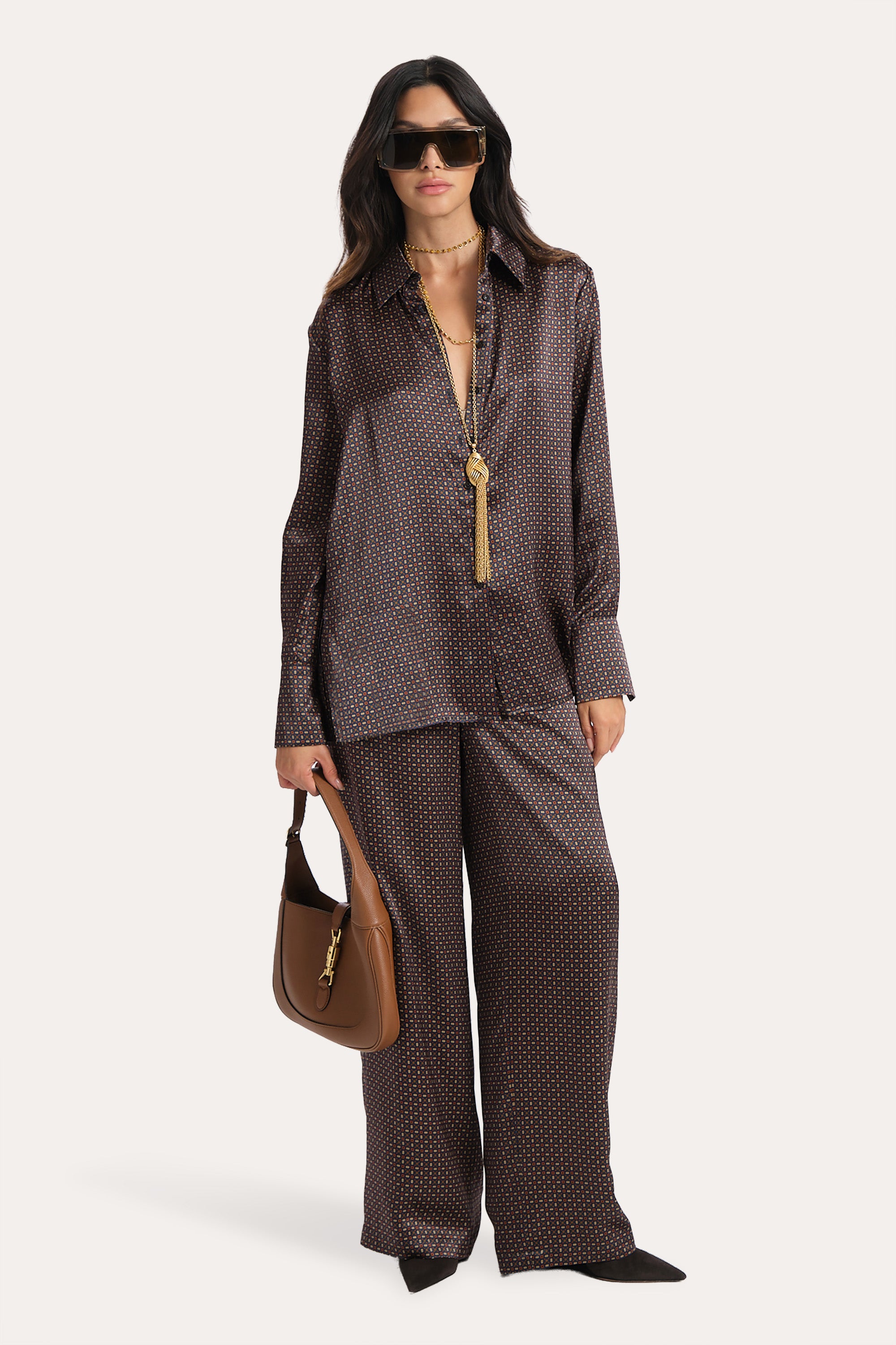 GABRIELLE REVERSIBLE SILK PANTS in geo