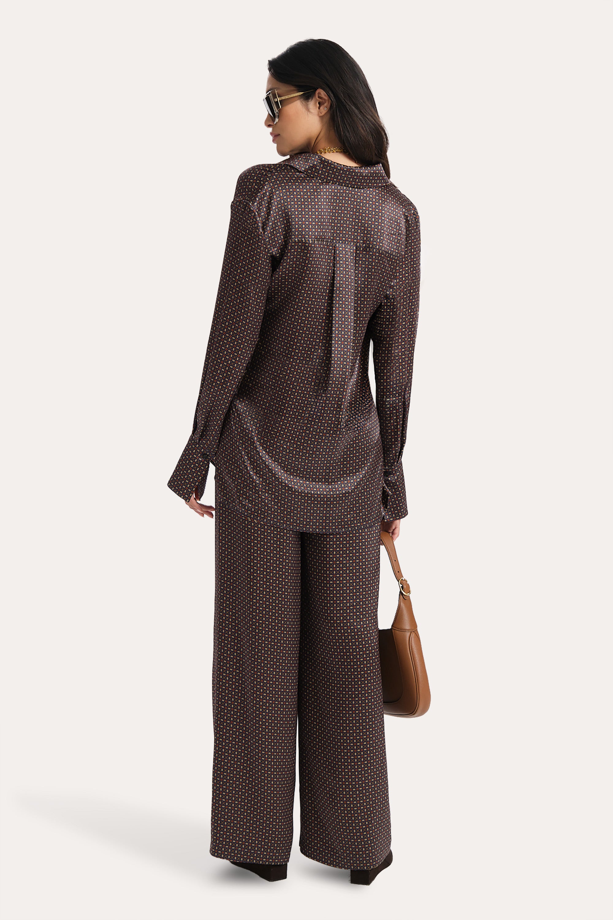GABRIELLE REVERSIBLE SILK PANTS in geo