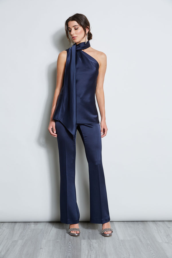 Satin One Shoulder Scarf Top