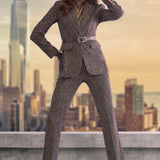 Fit & Flare Metallic Tweed Pant