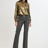 Metallic Draped Neck Shirt