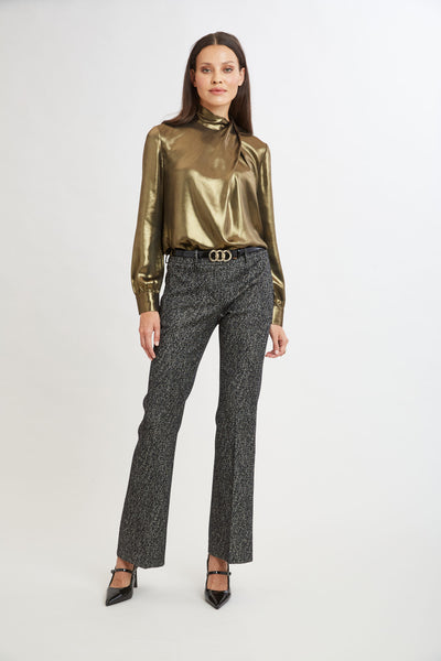 Metallic Draped Neck Shirt Image 3