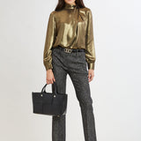 Metallic Draped Neck Shirt