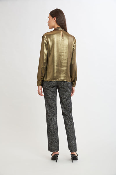 Metallic Draped Neck Shirt Image 6