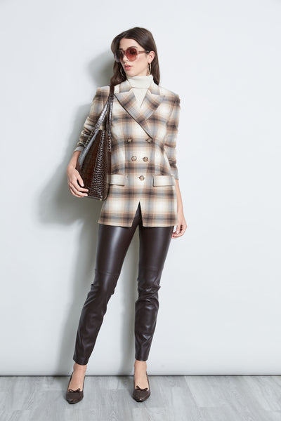 Double Breasted Ombre Plaid Blazer Image 4