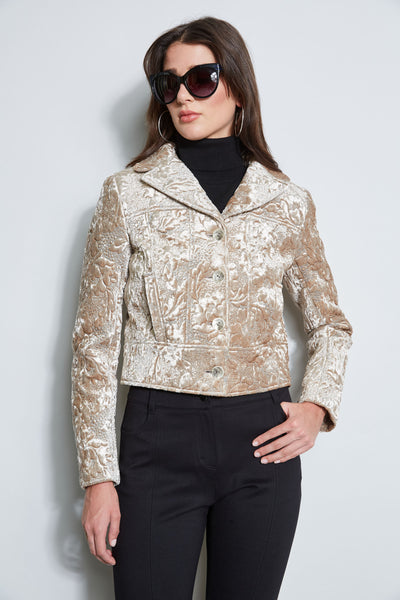 Quilted Velvet Cropped Jacket Image 1