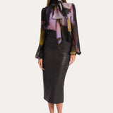 EMMA SILK CHIFFON PRINTED BODYSUIT   in ECLIPSE PETALS