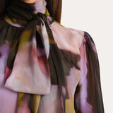 EMMA SILK CHIFFON PRINTED BODYSUIT   in ECLIPSE PETALS