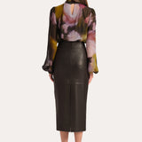 EMMA SILK CHIFFON PRINTED BODYSUIT   in ECLIPSE PETALS