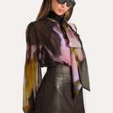 EMMA SILK CHIFFON PRINTED BODYSUIT   in ECLIPSE PETALS