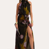 EMILIA  SILK PRINTED GOWN in ECLIPSE PETALS