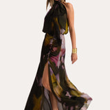 EMILIA  SILK PRINTED GOWN in ECLIPSE PETALS