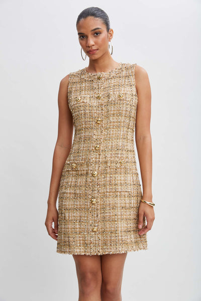 Metallic Tweed Dress Image 3
