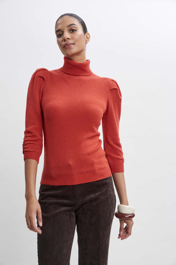 Ruched Cashmere Wool Sweater