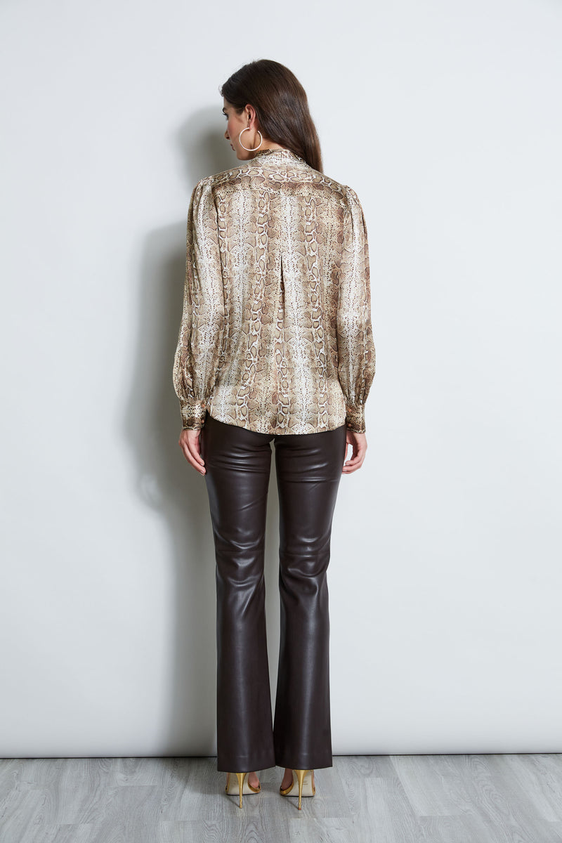 Silk Satin Python Draped Shirt