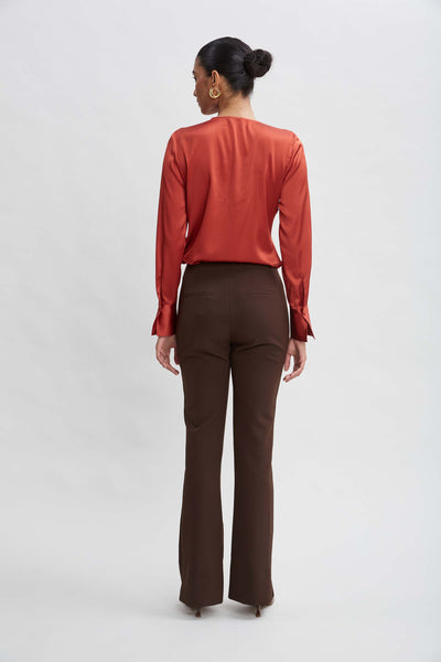 Crepe Seam Slit Flare Pant Image 3