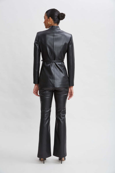 Vegan Leather Belted Blazer Image 4