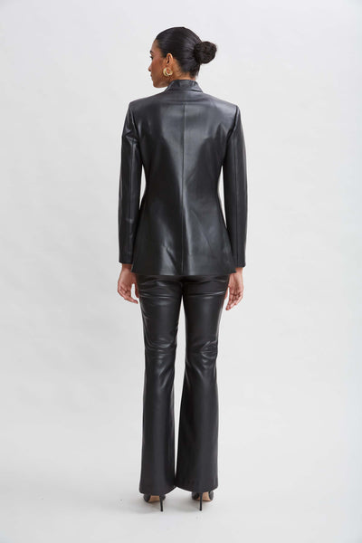 Vegan Leather Belted Blazer Image 5