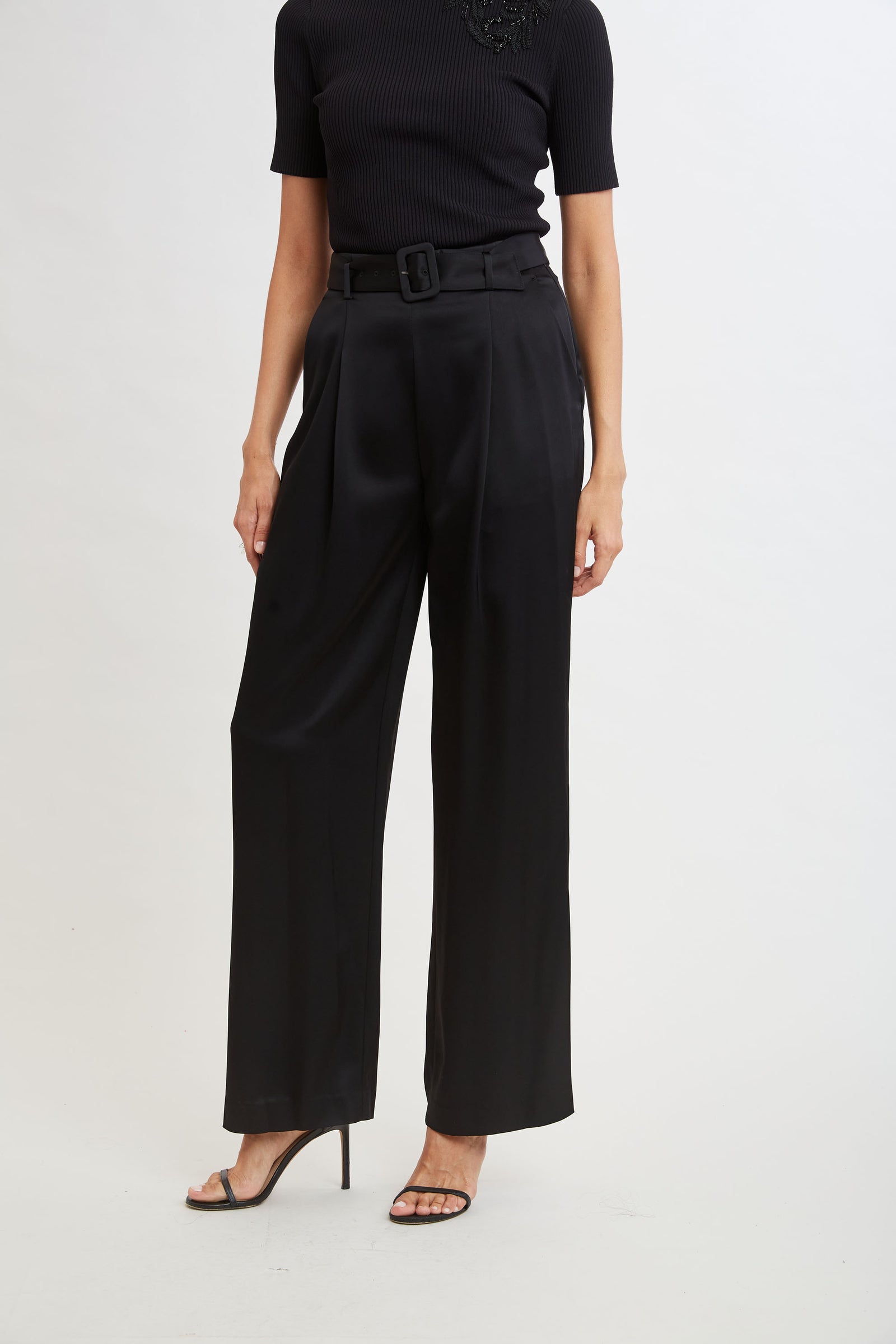 【I AM MARI】Pureine Pintuck Wide Slacks Pants (Belt set) I AM MARI】Pureine Pintuck Wide Slacks Pants (Belt set) (I