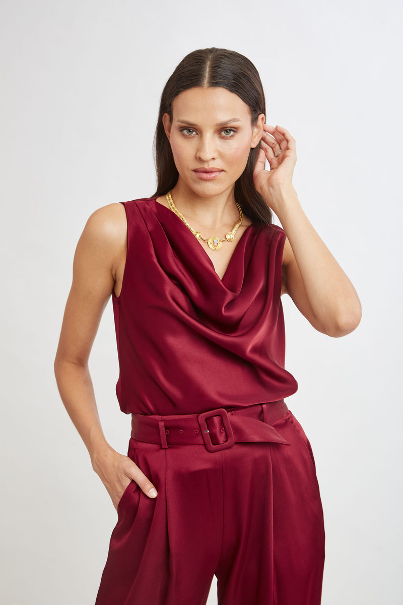 Satin cowl top on sale