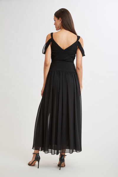 Georgette Cold Shoulder Gown Image 5