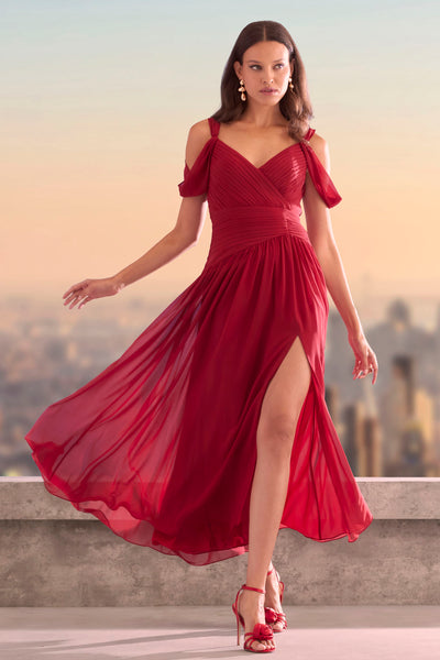 Georgette Cold Shoulder Gown Image 2