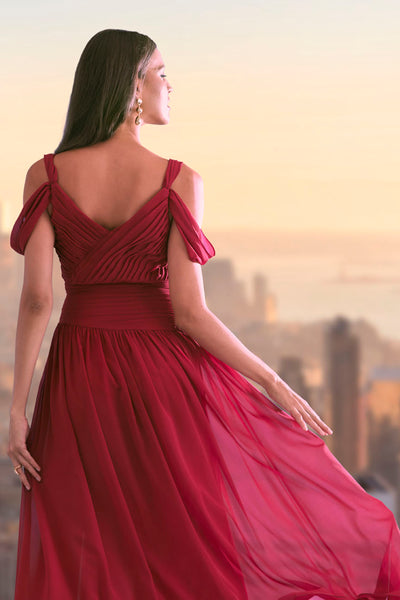 Georgette Cold Shoulder Gown Image 3