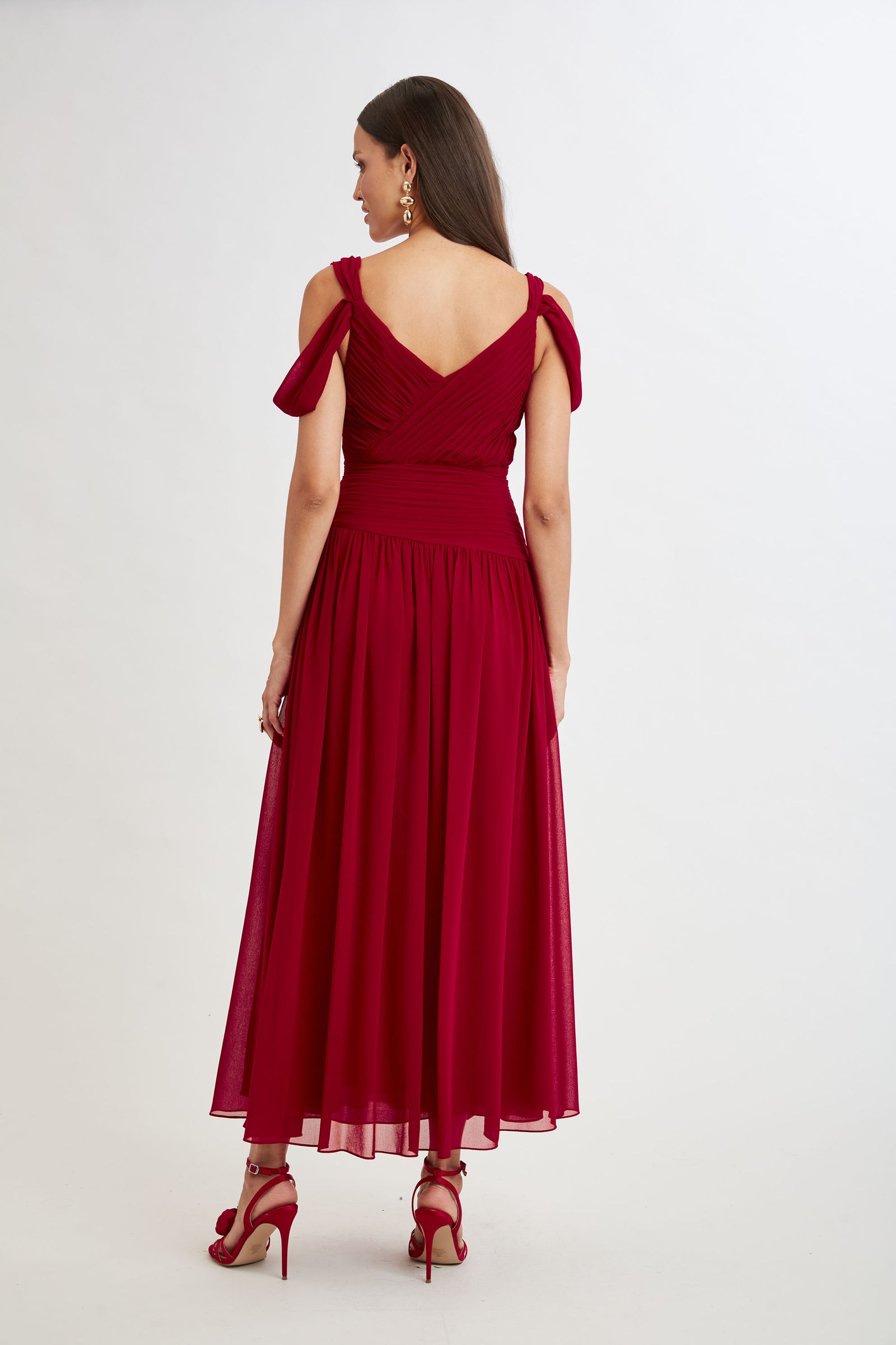 Georgette Cold Shoulder Gown Elie Tahari