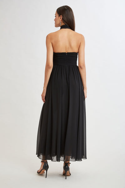 Lace Applique Chiffon Halter Gown Image 5