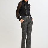 Fit & Flare Metallic Tweed Pant