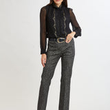 Fit & Flare Metallic Tweed Pant