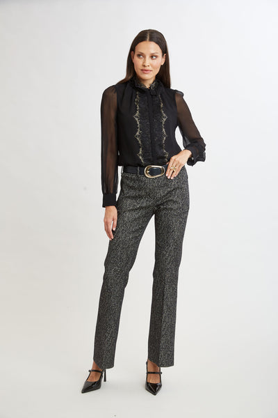 Fit & Flare Metallic Tweed Pant Image 3