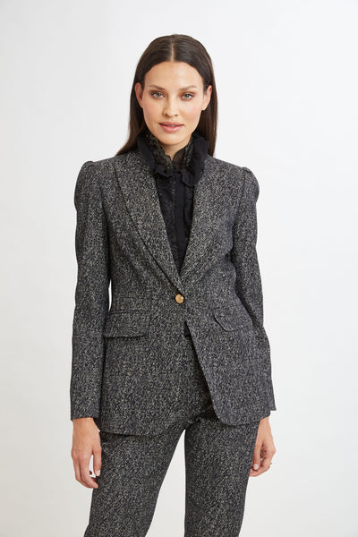 Metallic Tweed Blazer Image 1
