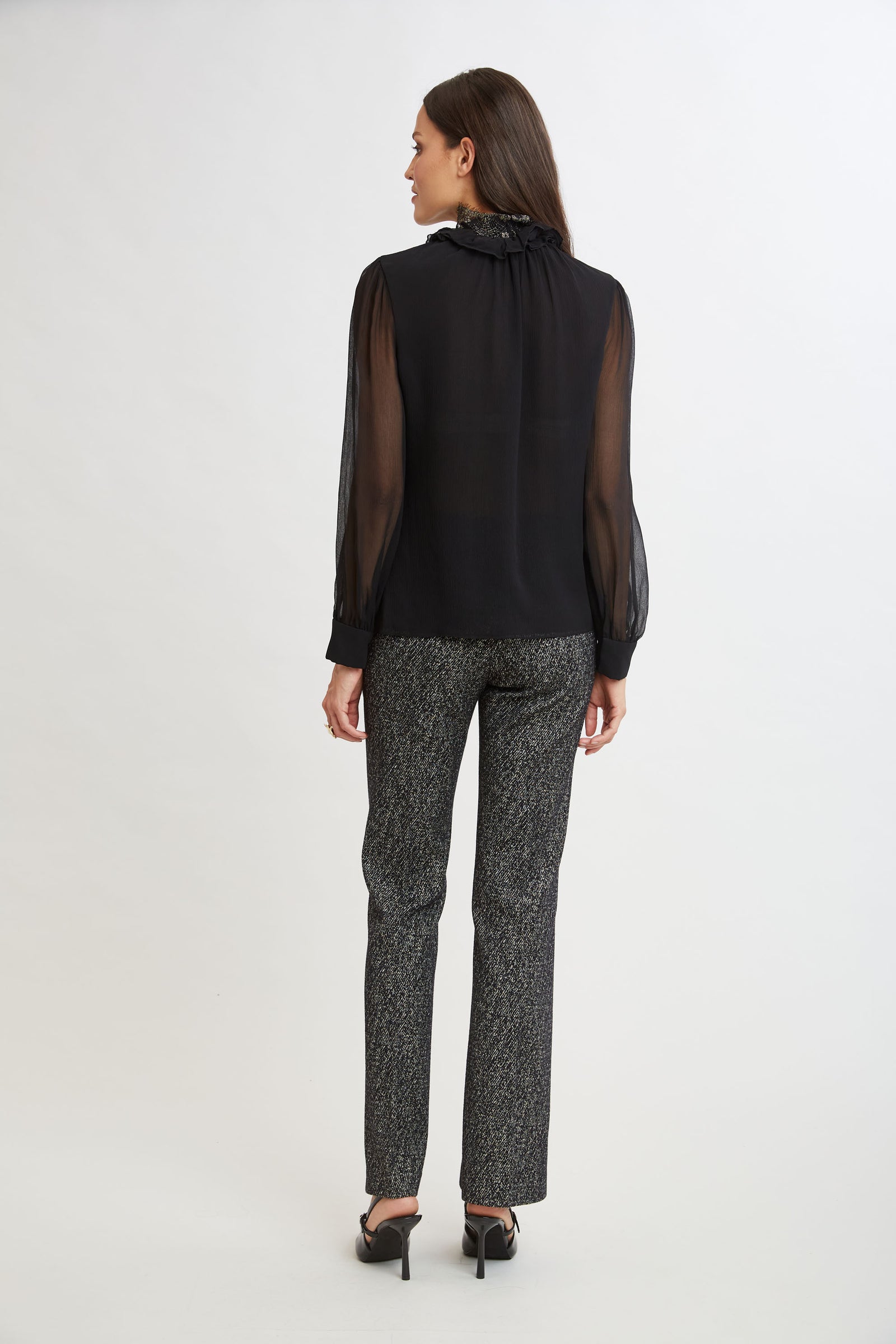 Metallic Lace Trim Silk Shirt – Elie Tahari