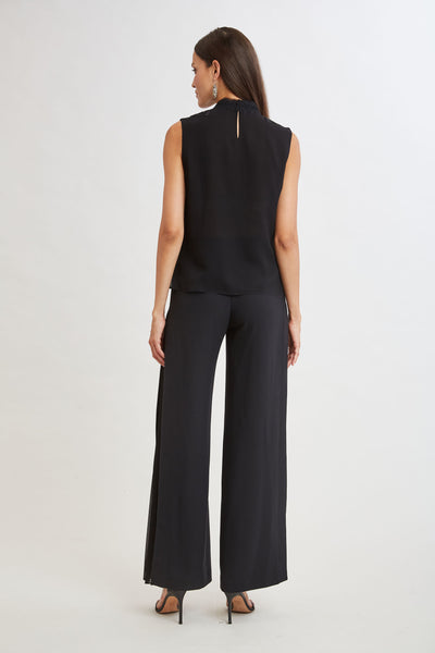 Lace Insert Crinkle Silk Chiffon Shirt Image 7