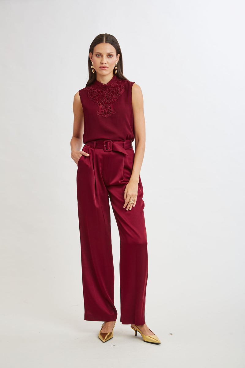 Satin Belted Pant