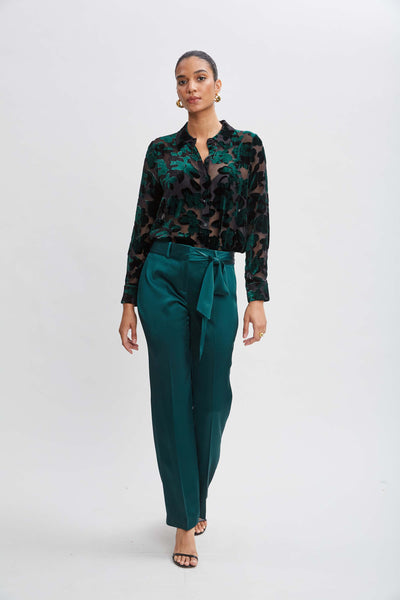 Satin Fit & Flare Sash Pant Image 2